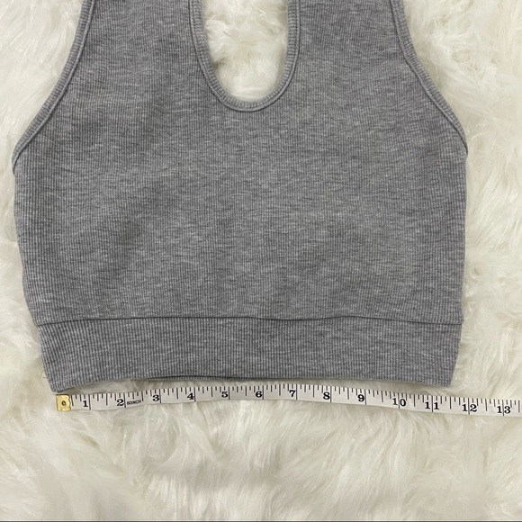 SHEIN Halter Crop Top, Ribbed, Grey,  Size Small - Picture 6 of 8